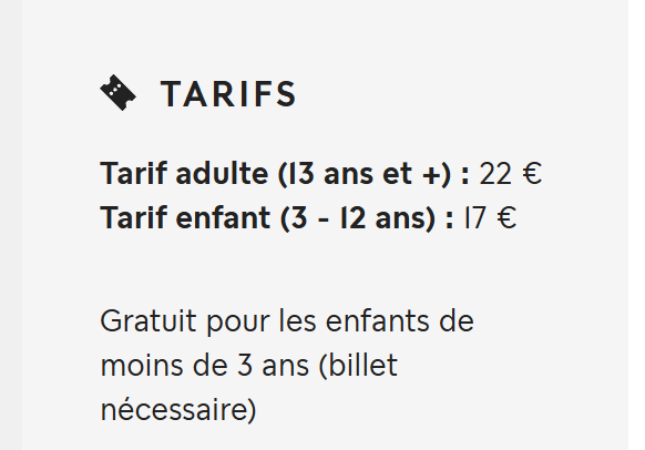 Billet entrée